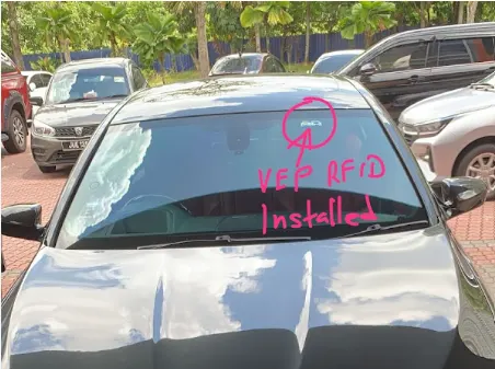 Irene's car with VEP RFID tag installed
